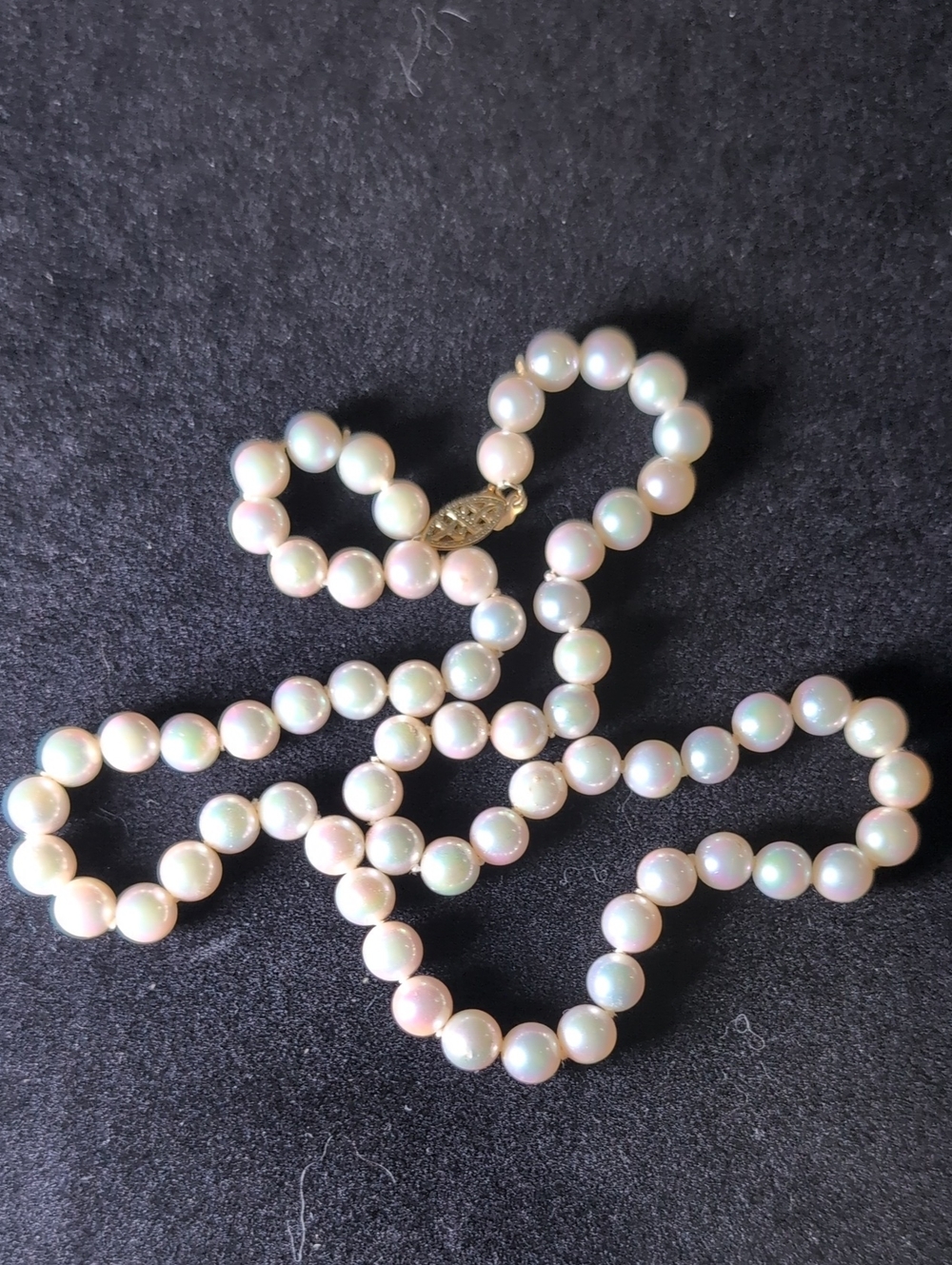 Classic White Pearl Choker Necklace with 14k Gold Clasp